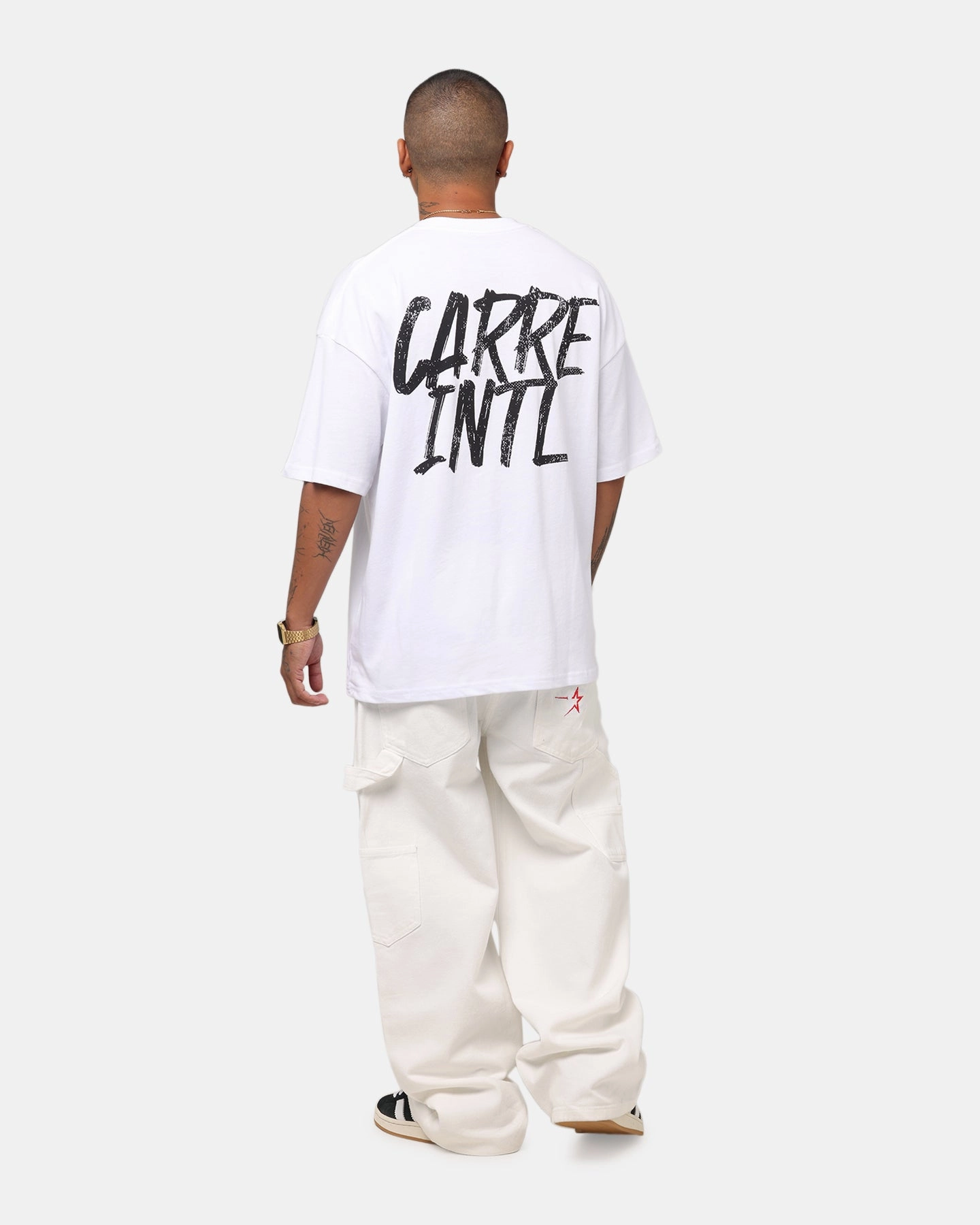 Carre Intl Drop Shoulder T-Shirt White Trendy popularity Soft Fit Wear