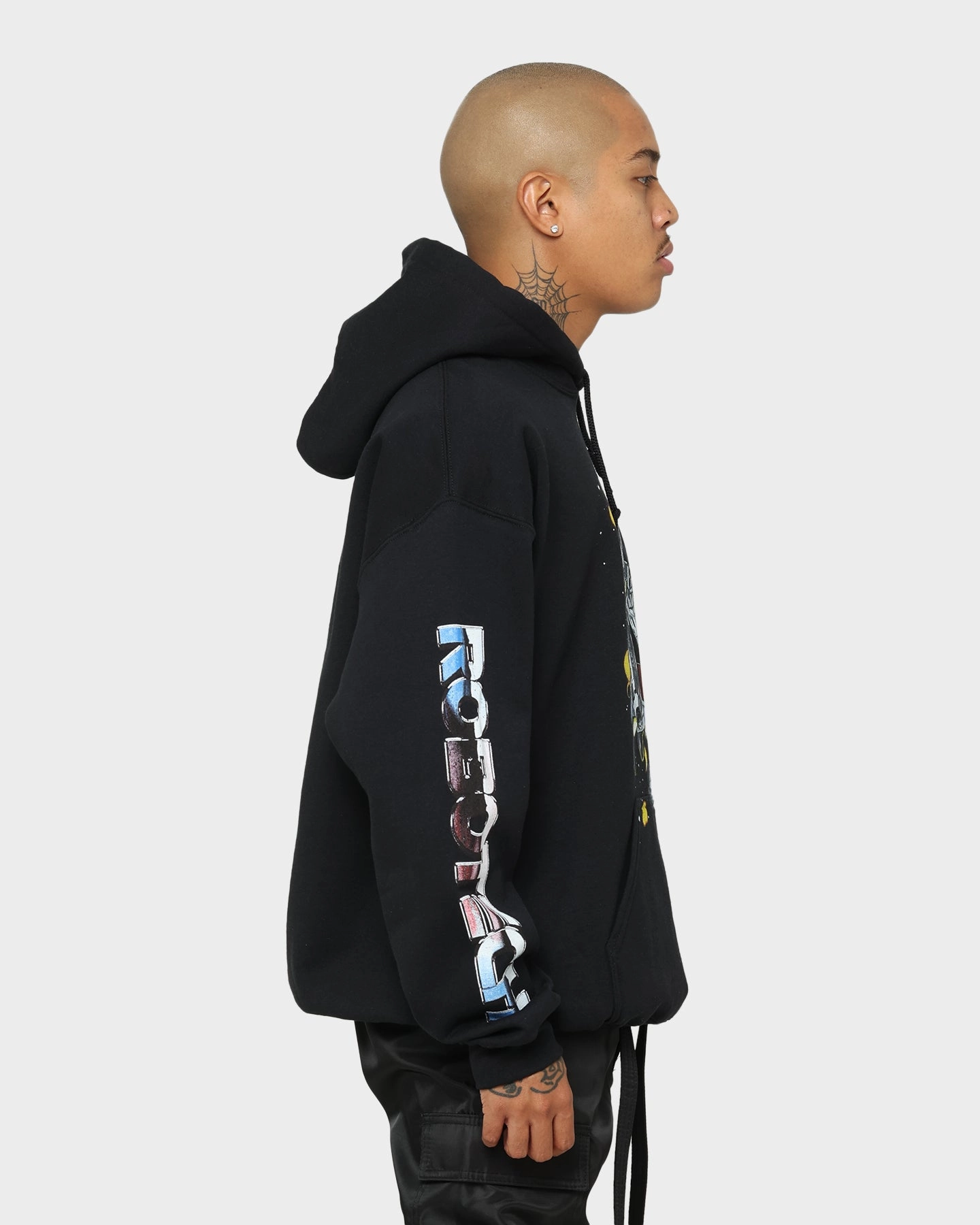 Reinforced Seams Four Way Stretch Material American Thrift X Robotech Macros Saga Hoodie Black
