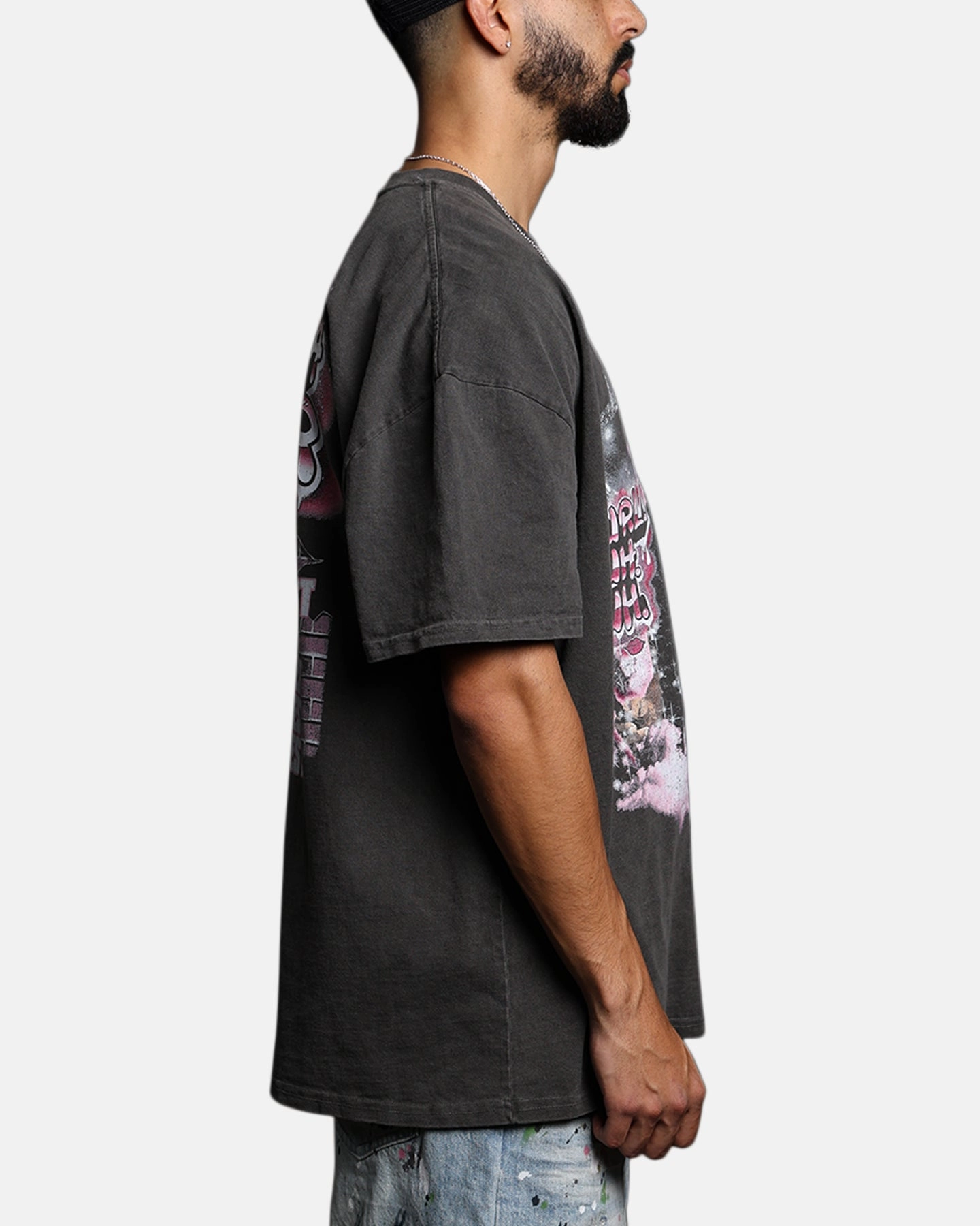 Culture Kings X WWE Bianca Belair Vintage T-Shirt Black Wash Outdoor Leisure Ribbed Collar Trim