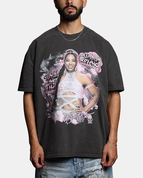 Culture Kings X WWE Bianca Belair Vintage T-Shirt Black Wash Functional Side Gussets