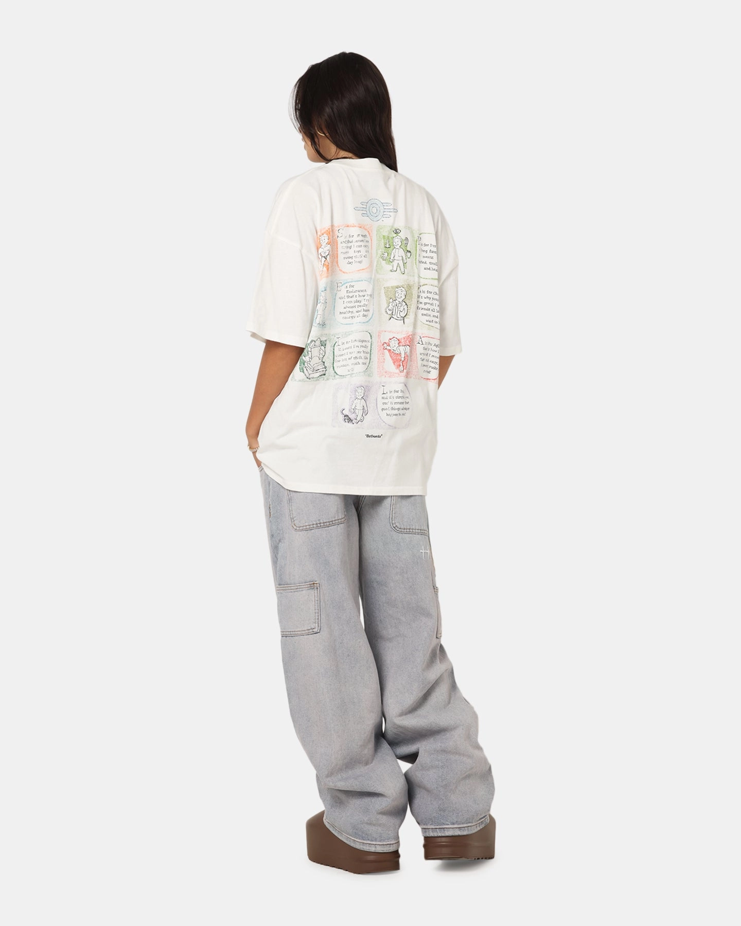 73 Studio X Fallout '76 S.P.E.C.I.A.L Vintage T-Shirt Off White Round neck simplicity Distressed Hem Finish