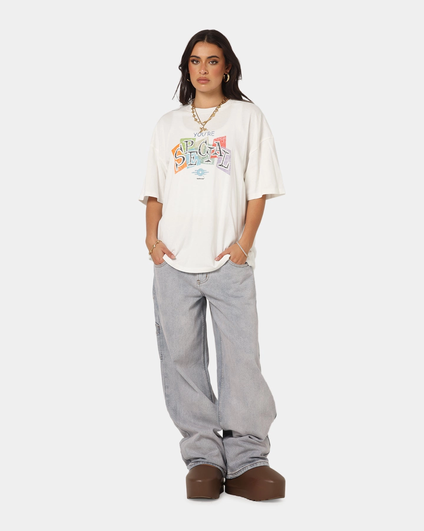 Abrasion Resistant Fabric Comfort Design 73 Studio X Fallout '76 S.P.E.C.I.A.L Vintage T-Shirt Off White