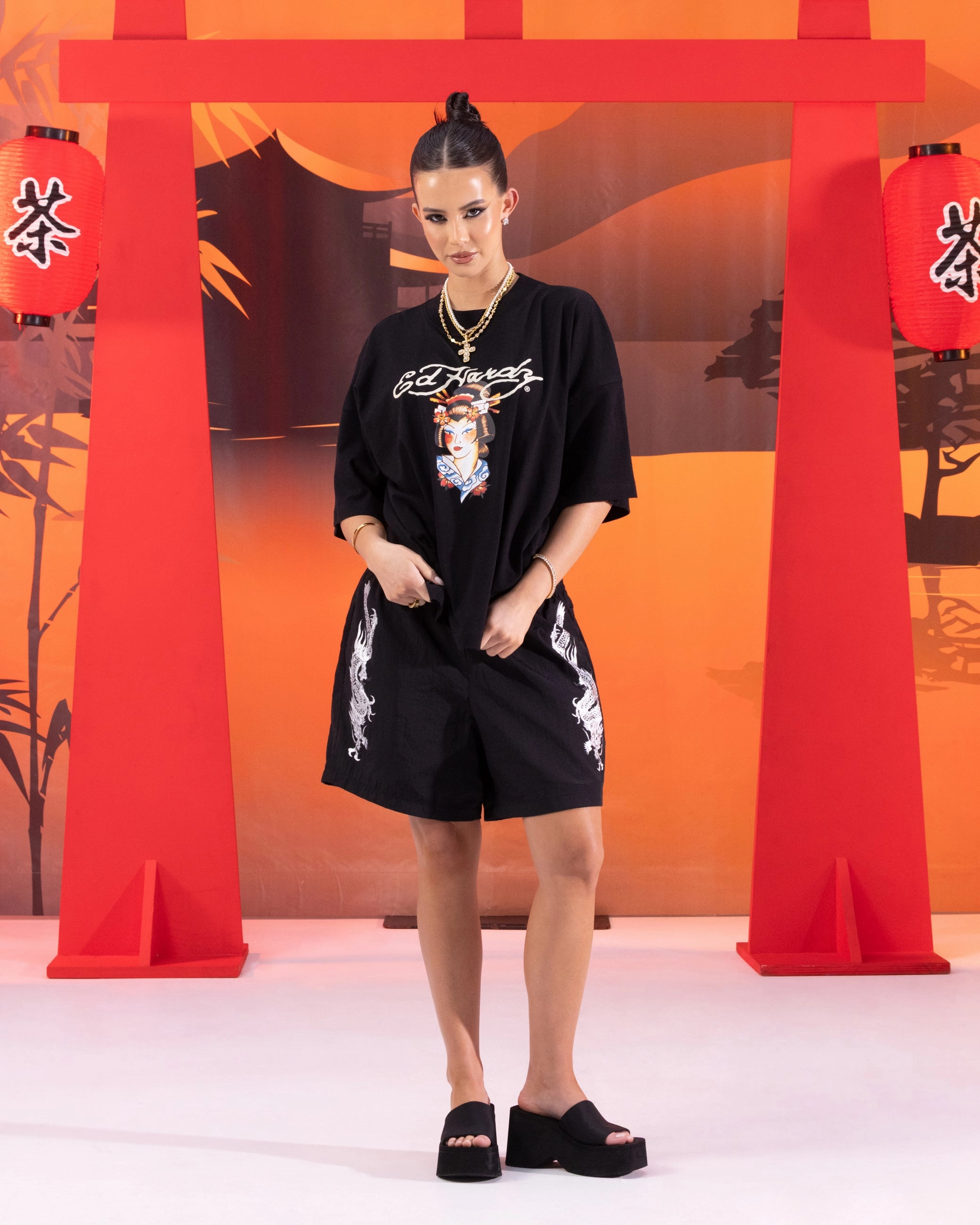 Perfect For Relaxing suitable for all genders Ed Hardy Geisha T-Shirt Black