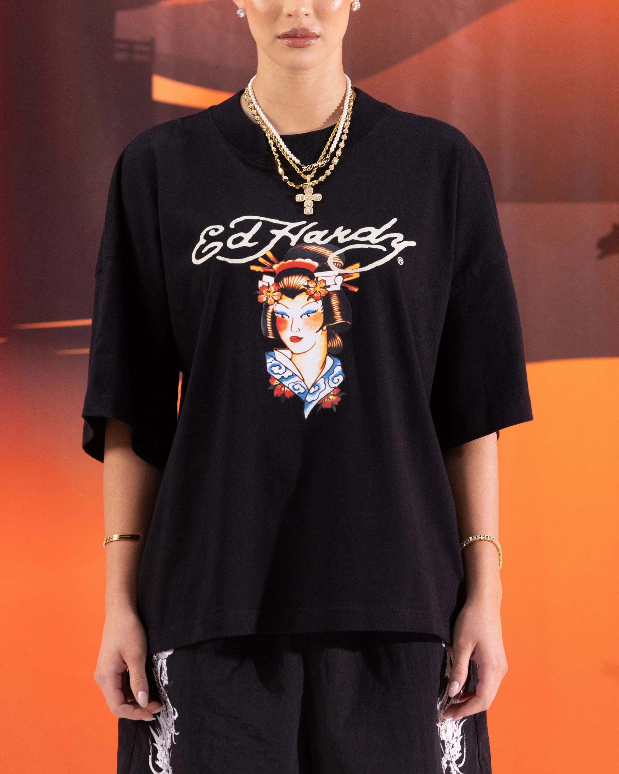 Ed Hardy Geisha T-Shirt Black Hiking durability Anti-pilling