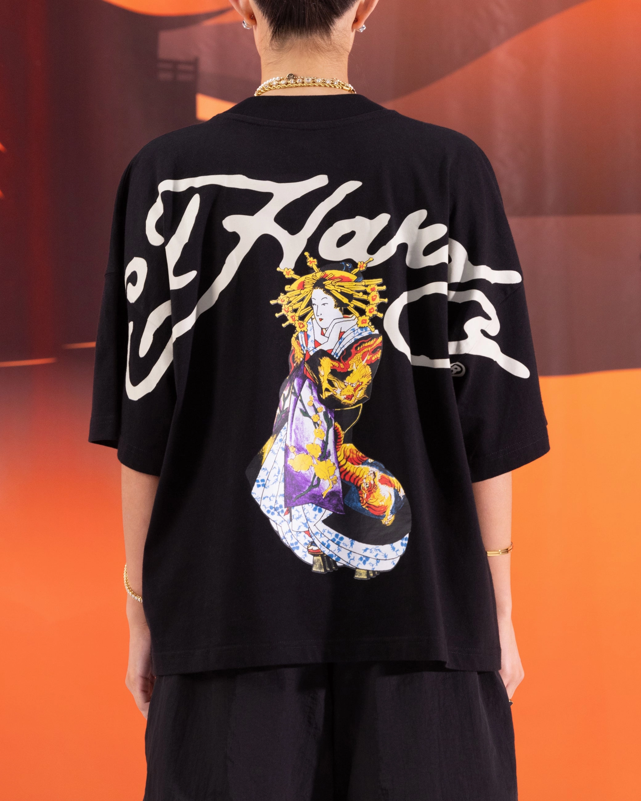 dry cleanable men's clothing Ed Hardy Geisha T-Shirt Black