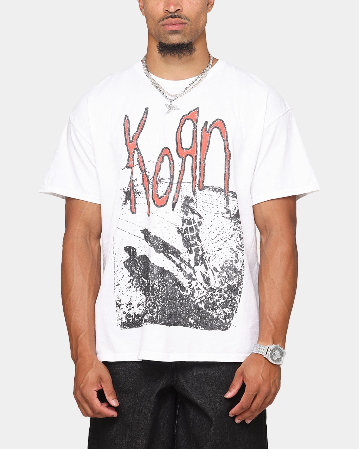 Korn Debut Xerox T-Shirt White Vintage Smart Casual Midweight Knit