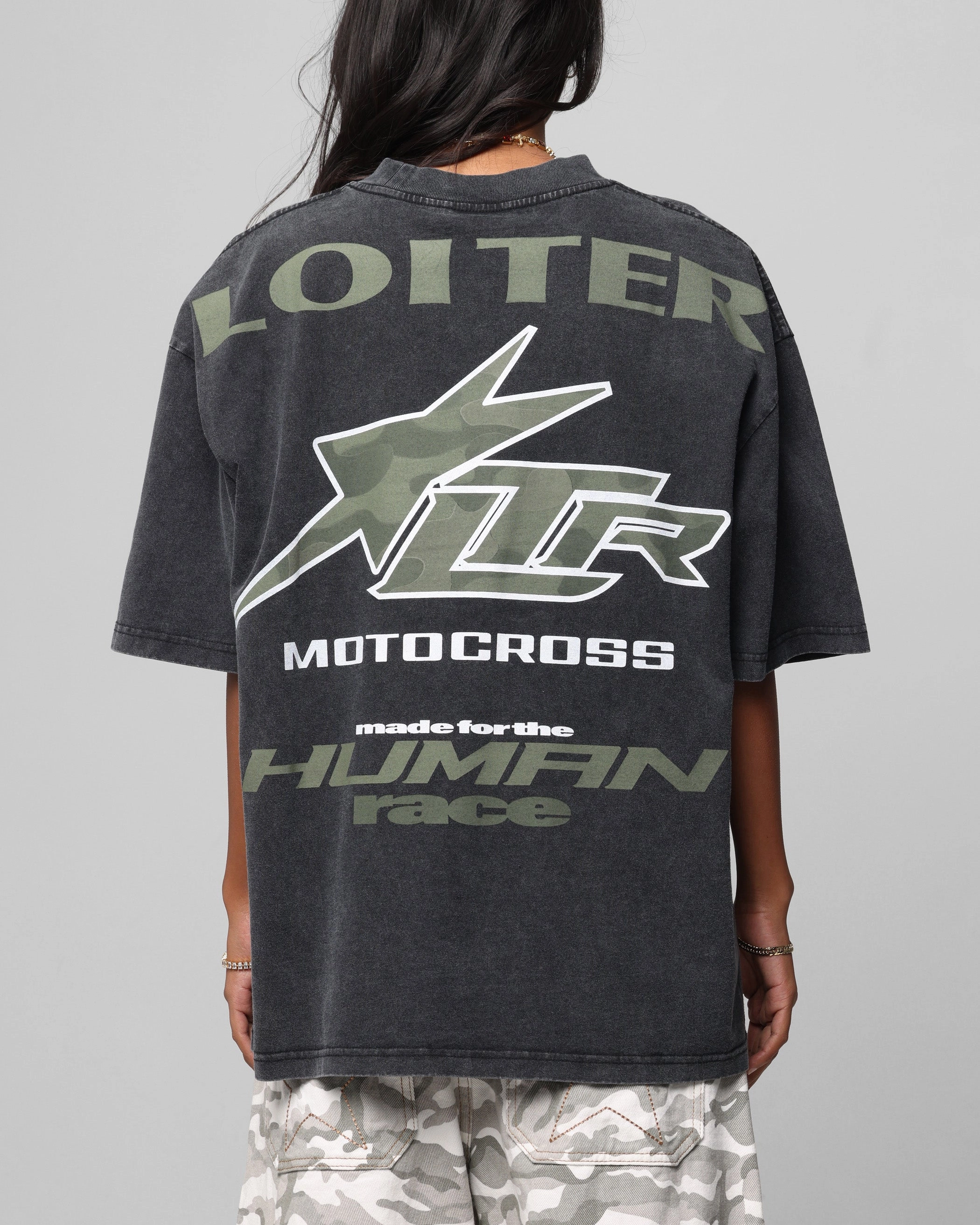 Seasonal Wear Loiter Motocross Vintage T-Shirt Vintage Black