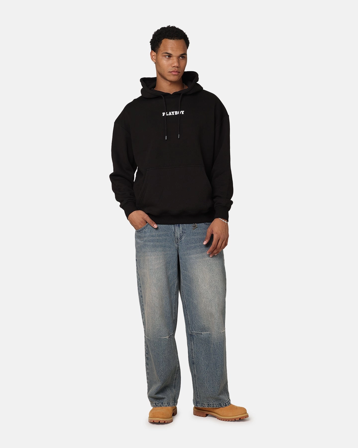 Playboy RHD Sqaured Hoodie Black suitable for individual sports Faith