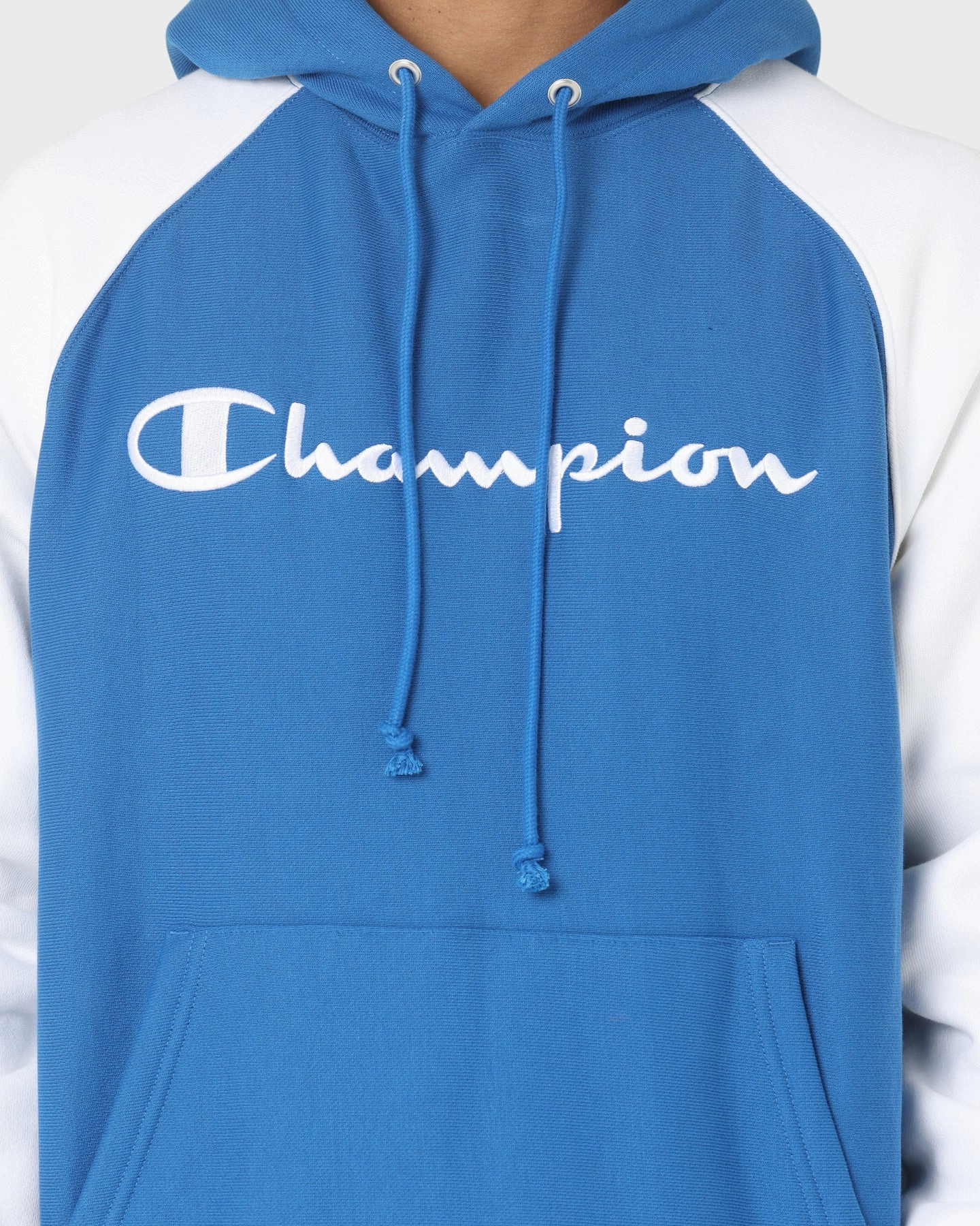 Champion Reverse Weave Raglan Hoodie Living In Blue muted shades