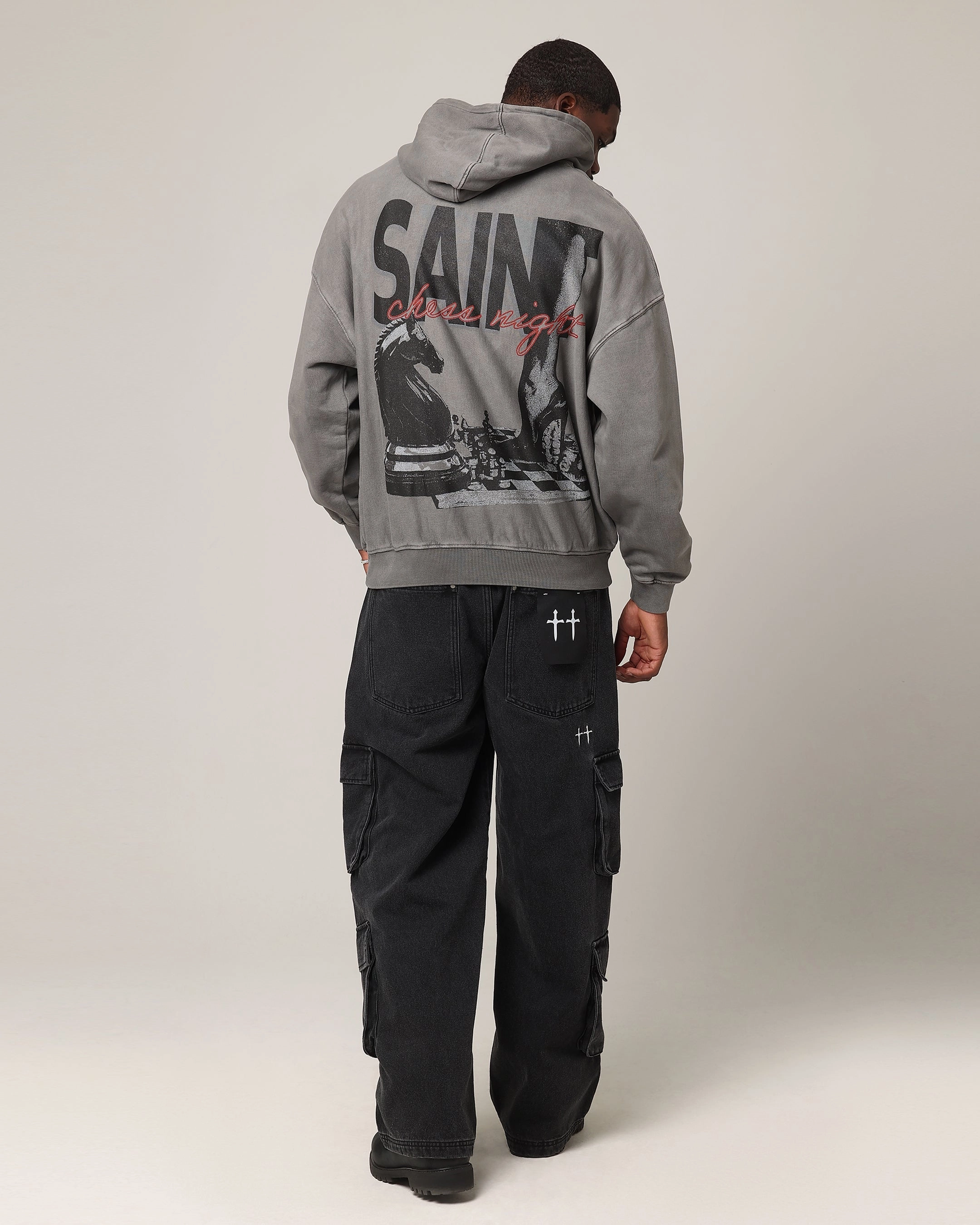 Improve Saint Morta Chess Night Hoodie Washed Charcoal