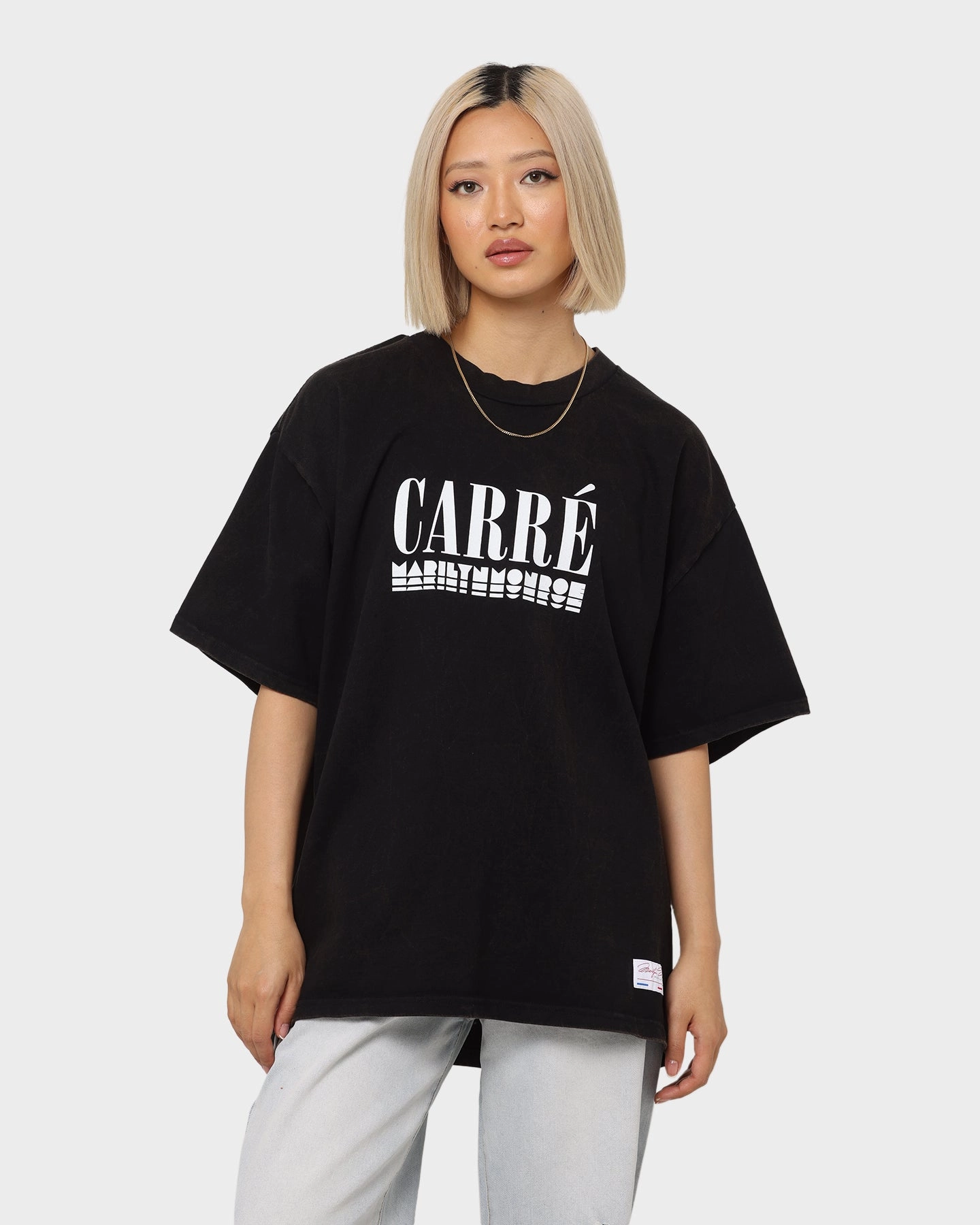 Carr?? X Marilyn Monroe Collage Vintage T-Shirt Washed Black Versatile Comfort Style