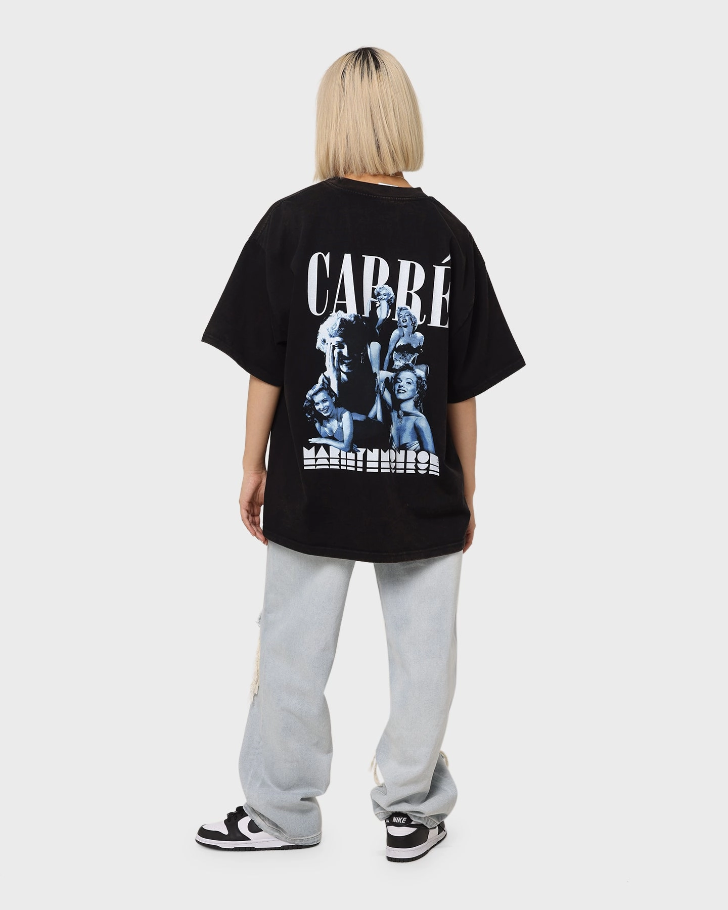 Carr?? X Marilyn Monroe Collage Vintage T-Shirt Washed Black Subtle Logo Placement Oversized Silhouette