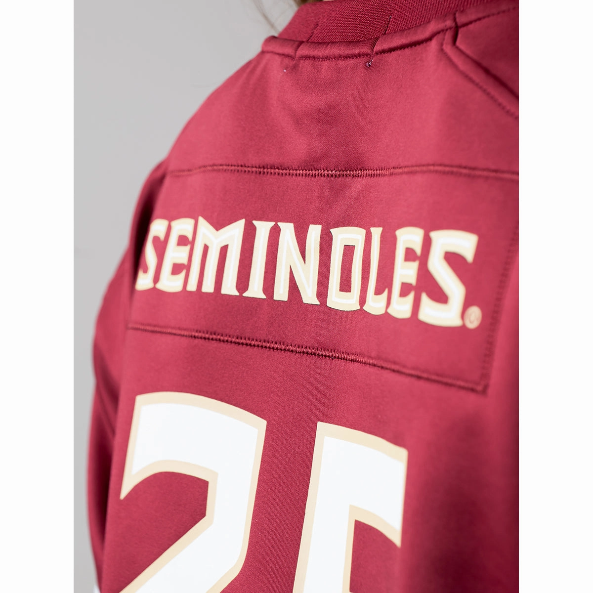 Established & Co. Women's Seminoles #25 Crop Zip Jersey - Garnet Stylish Details