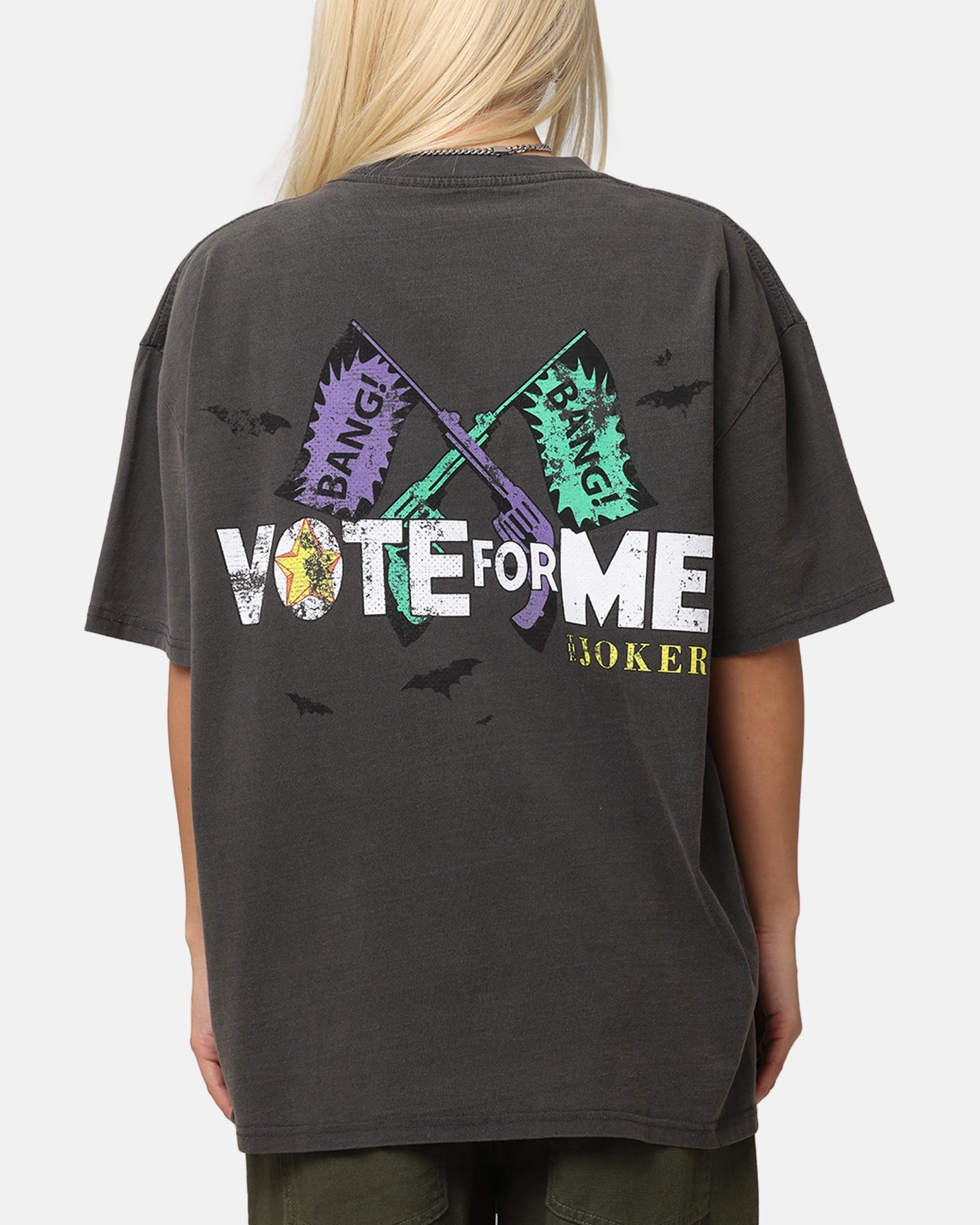 Perfectly Fit American Thrift X DC Batman The Joker Vote For Me Heavy T-Shirt Black Wash