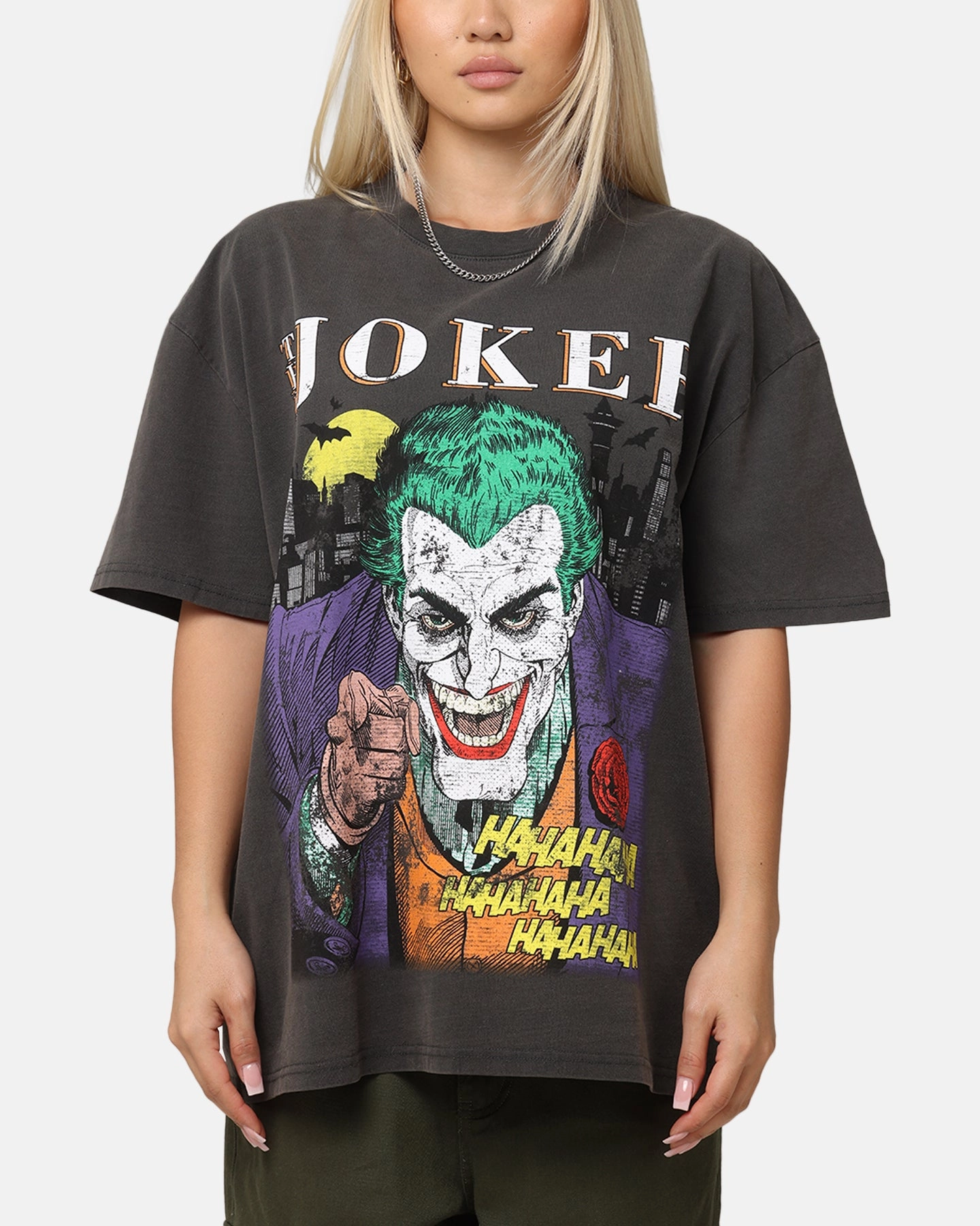 American Thrift X DC Batman The Joker Vote For Me Heavy T-Shirt Black Wash Timeless Appeal Recommended