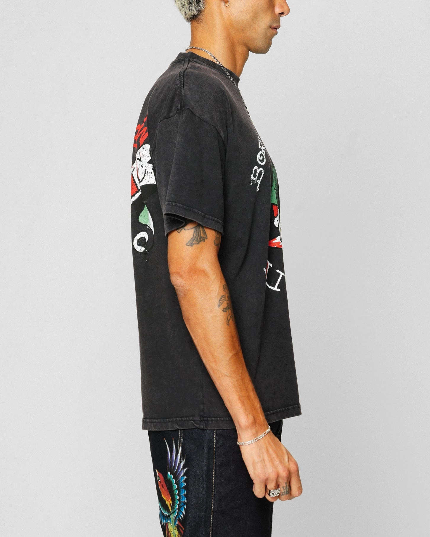 TemperatureControl Fabric Reinforced Neckline Ed Hardy Born To Lose T-Shirt Black Acidwash