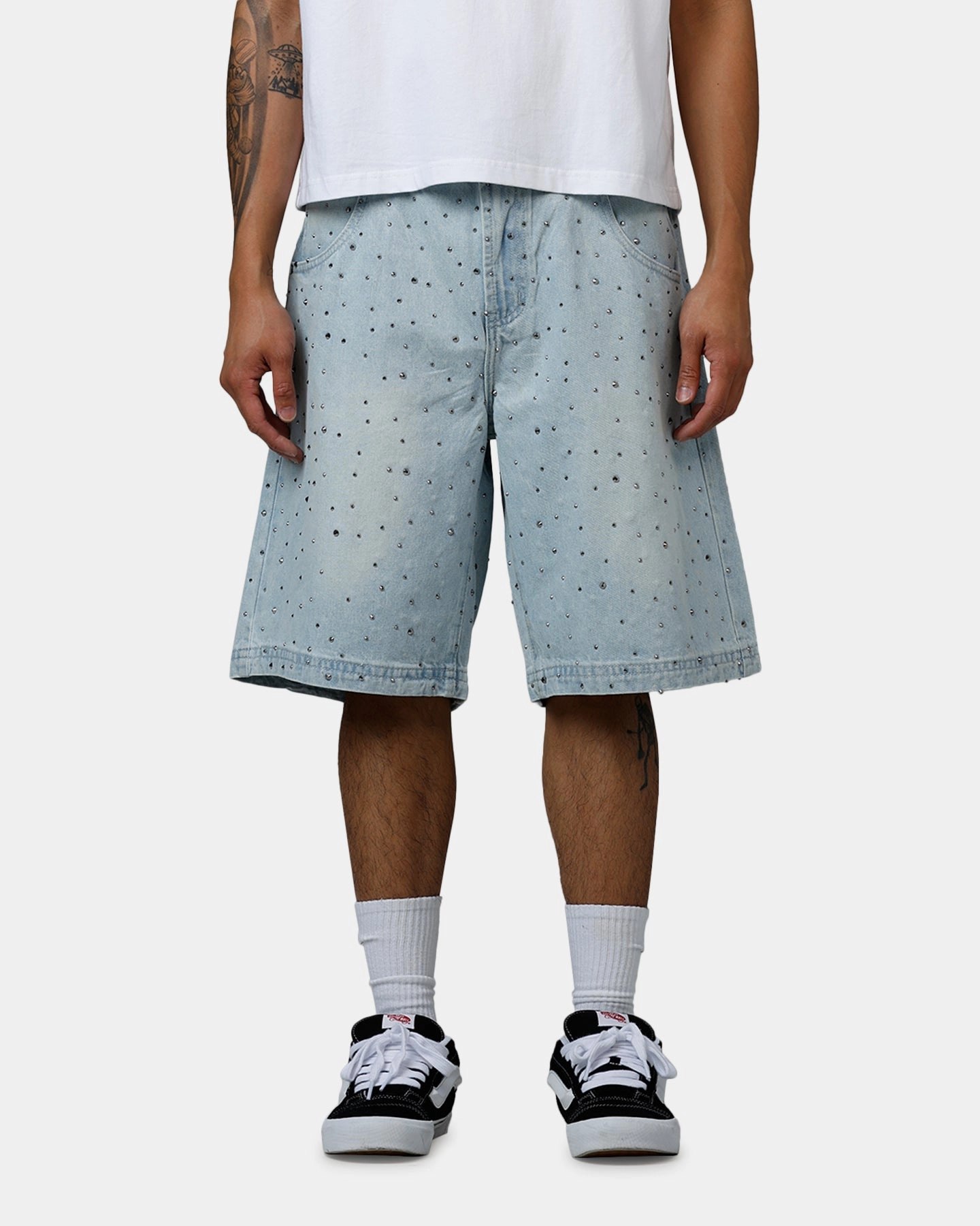 Recycled Polyester Blend Saint Morta Amplus Glamourama Jorts Blue Dust