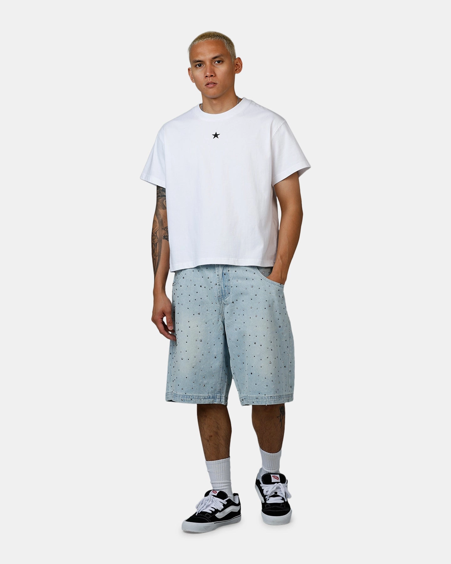 Saint Morta Amplus Glamourama Jorts Blue Dust Tapered leg Airflow channels
