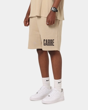 Carre Premium Essentials Sweat Shorts Light Brown Flatlock stitching