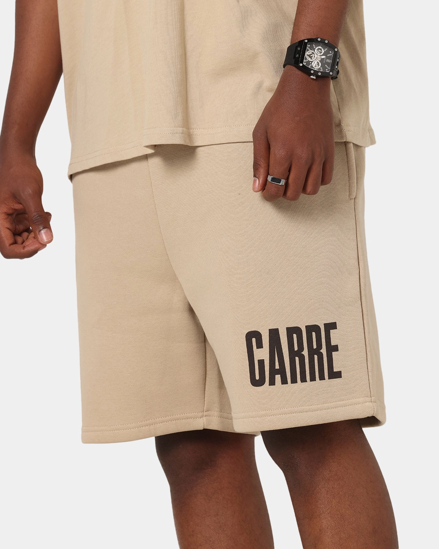 Carre Premium Essentials Sweat Shorts Light Brown suede look school clothing
