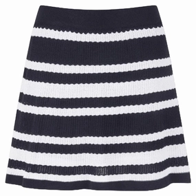 Light Fabric Editorial Look WAAC Multi Stripes Knit Golf Skort Navy - SP25 Women