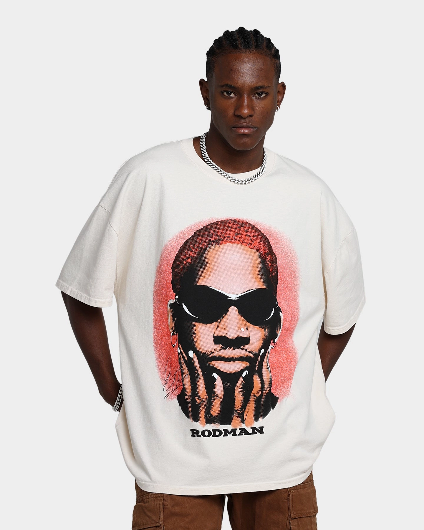 Rodman Brand Rodman Signature Vintage T-Shirt Off White Lightweight Feel Trendy Wear