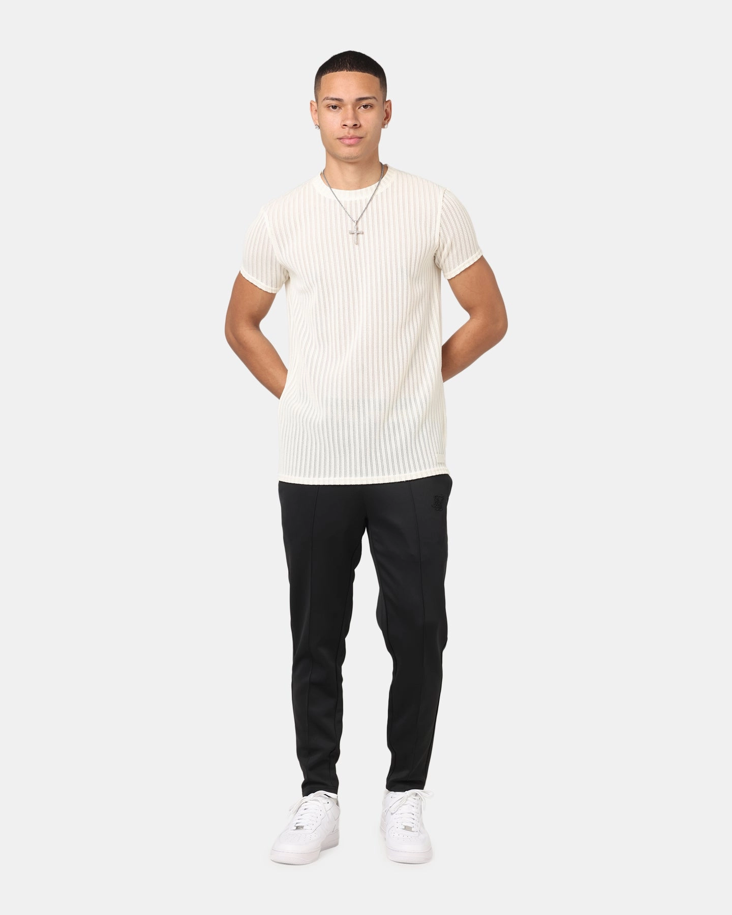 Summer Wear Sik Silk Textured Muscle Fit T-Shirt White