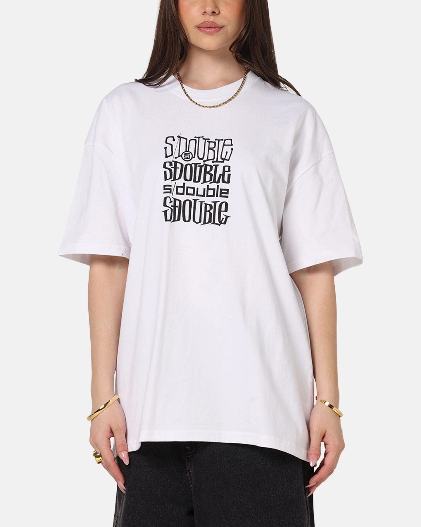 S Double Logofest T-Shirt White Chill Wear Cotton Blend