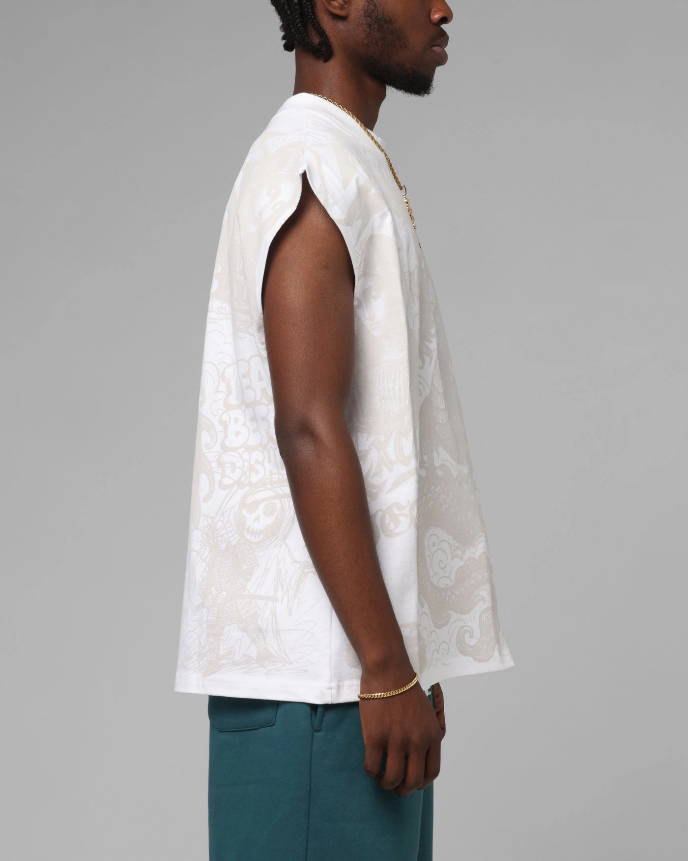 Loiter Sketch Book Muscle T-Shirt White Light Outfit Casual Style Wear