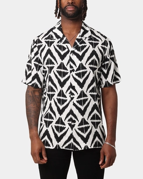 XXIII Aztec Button Up Shirt Black/White Shimmer Effect