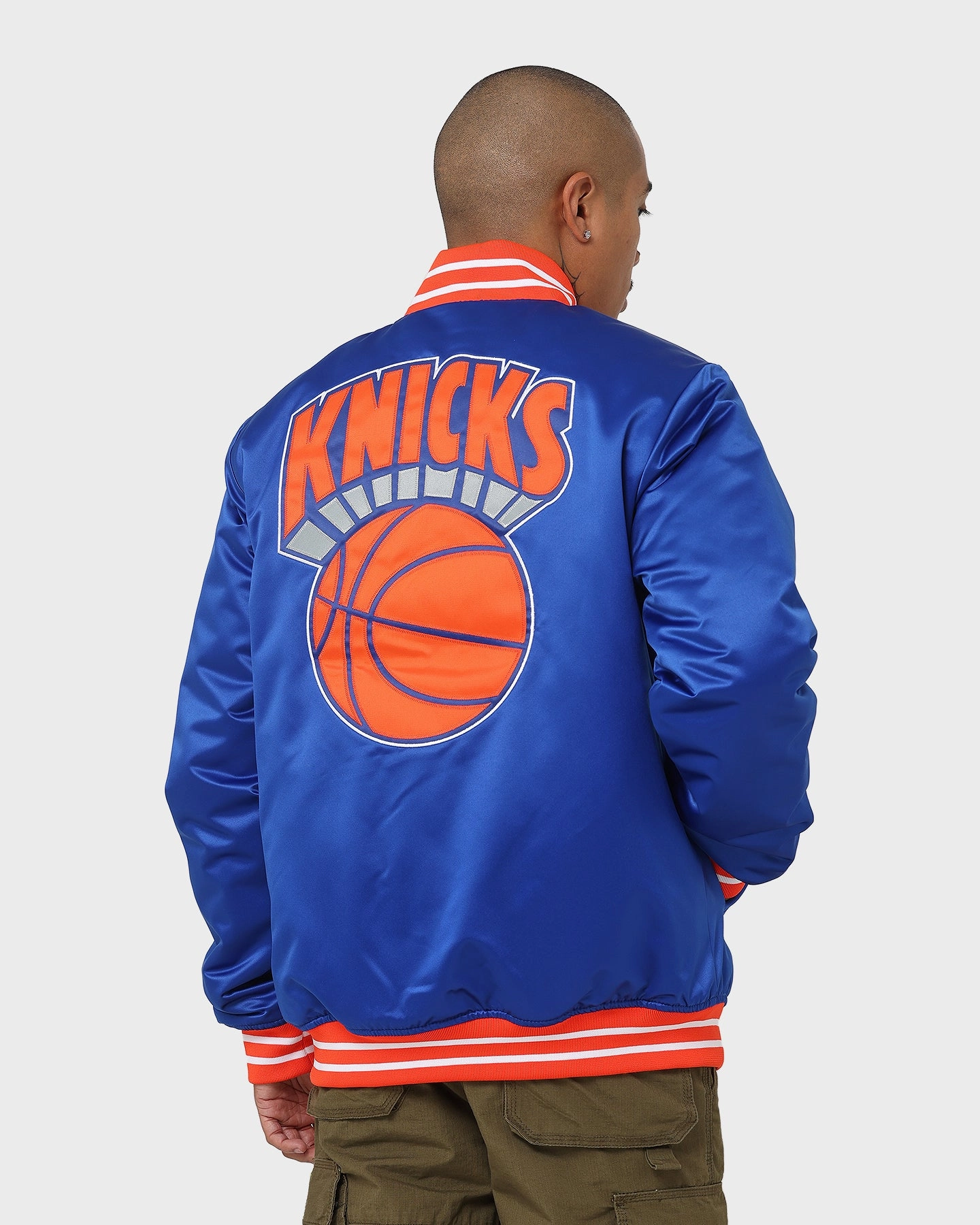 Adjustable Mitchell & Ness New York Knicks Heavyweight Satin Jacket Royal