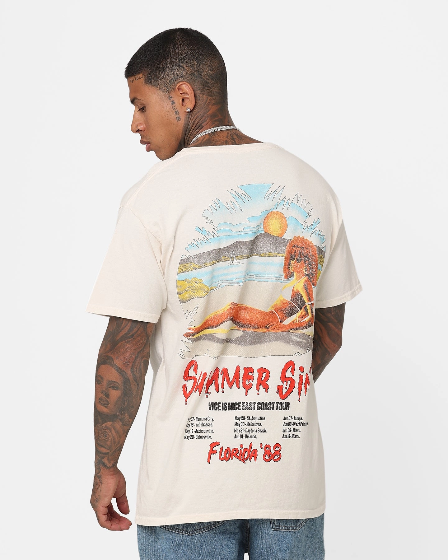 Casual Choice Comfy Layer Wear American Thrift Summer Sins Vintage T-Shirt Off White