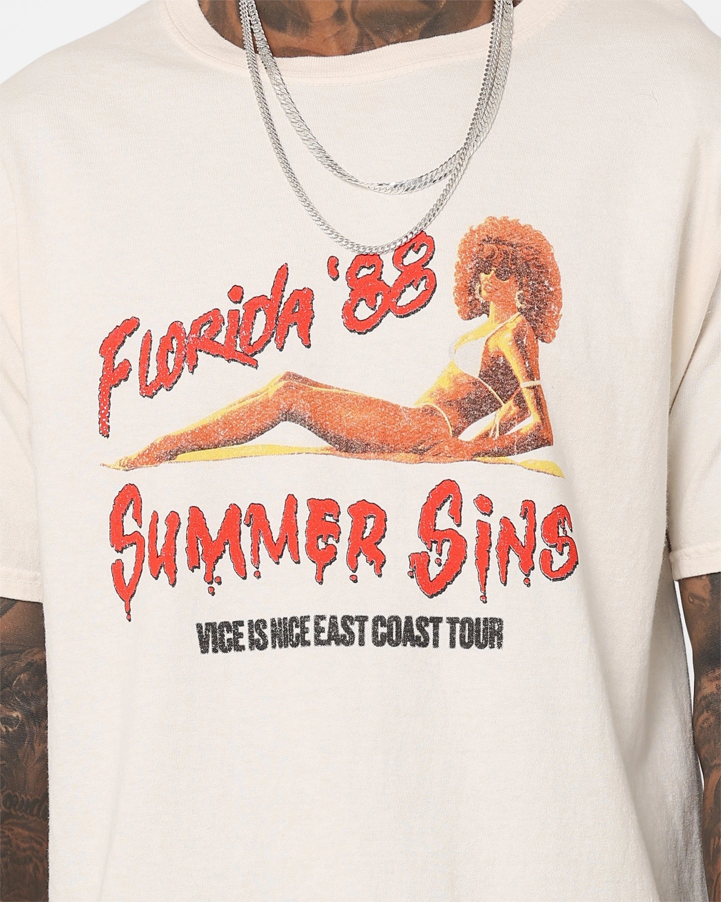 American Thrift Summer Sins Vintage T-Shirt Off White vacation wear