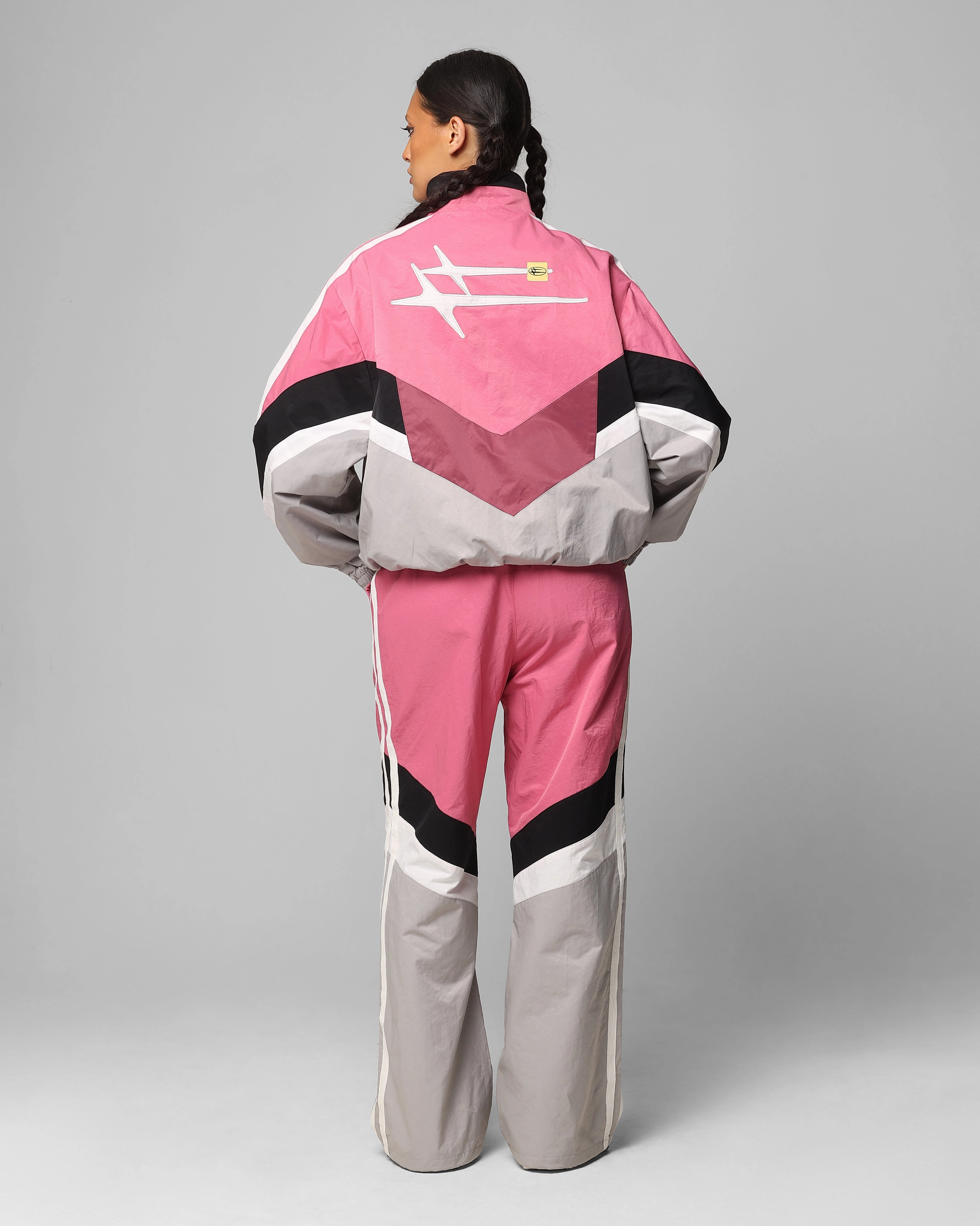Loiter Hybrid Track Jacket Pink/Grey WaterResistantCoating