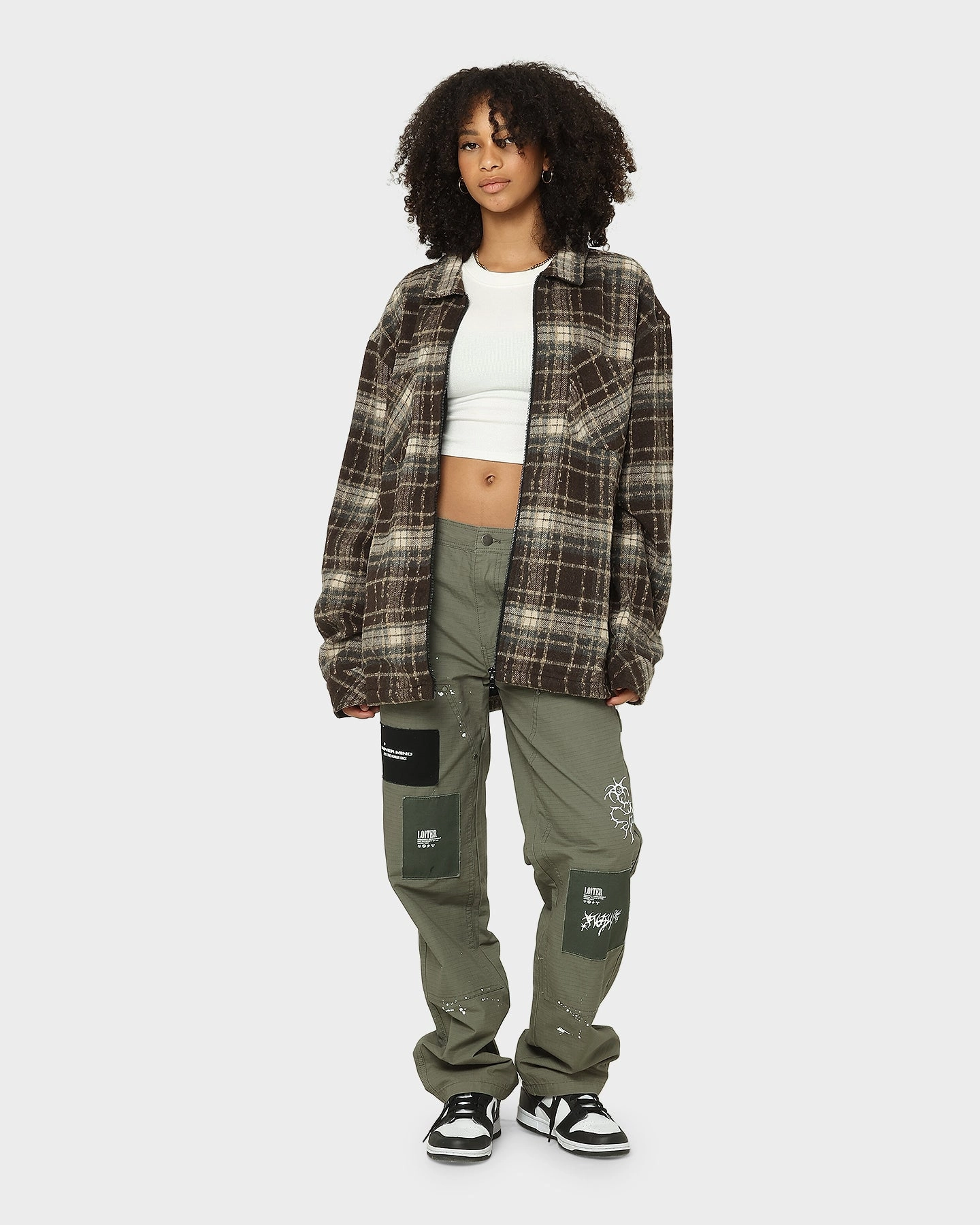 XXIII Vitus Zip Up Flannel Shacket Brown Allure
