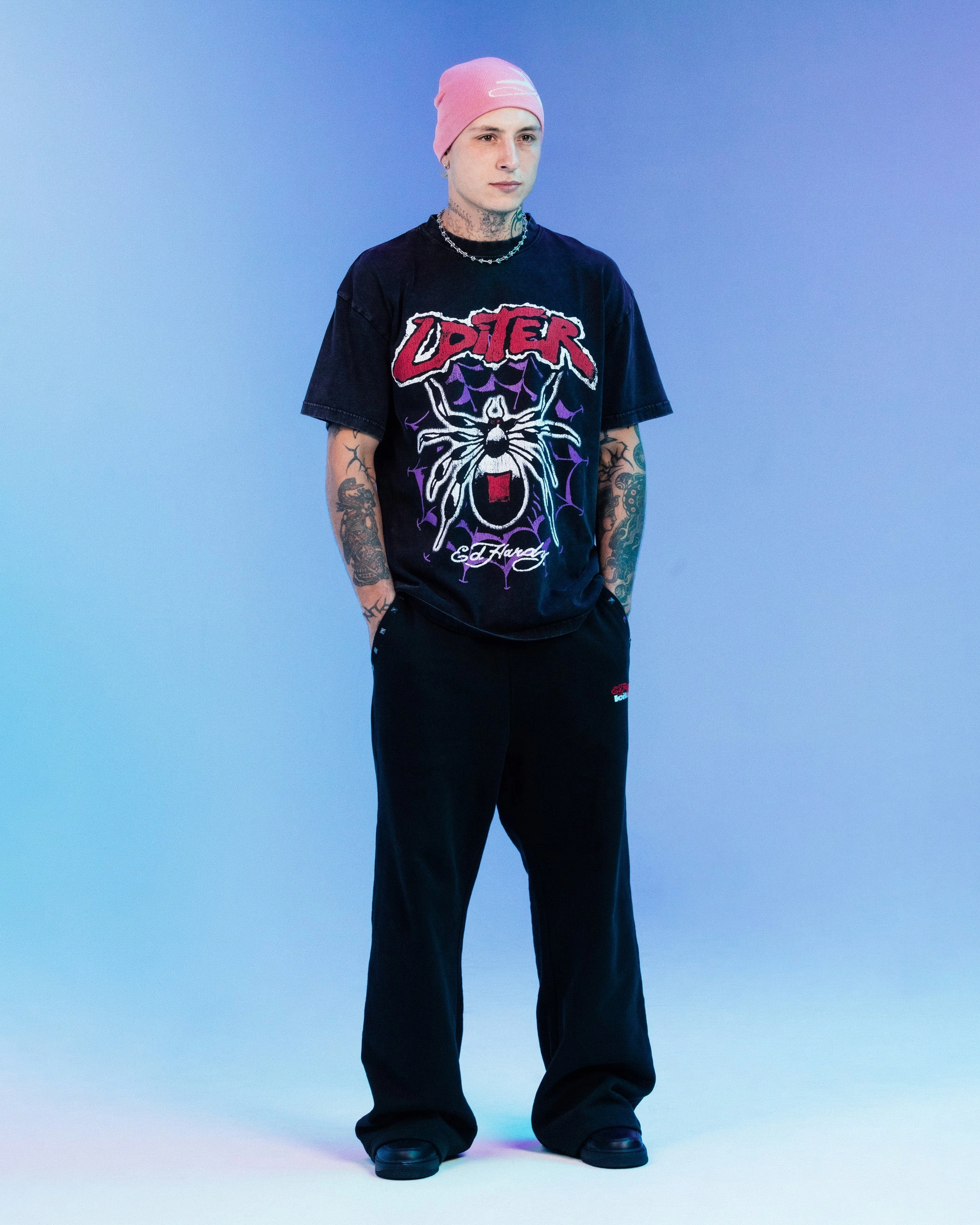 Ed Hardy By Loiter Poison Vintage T-Shirt Black Acidwash Casual Touch