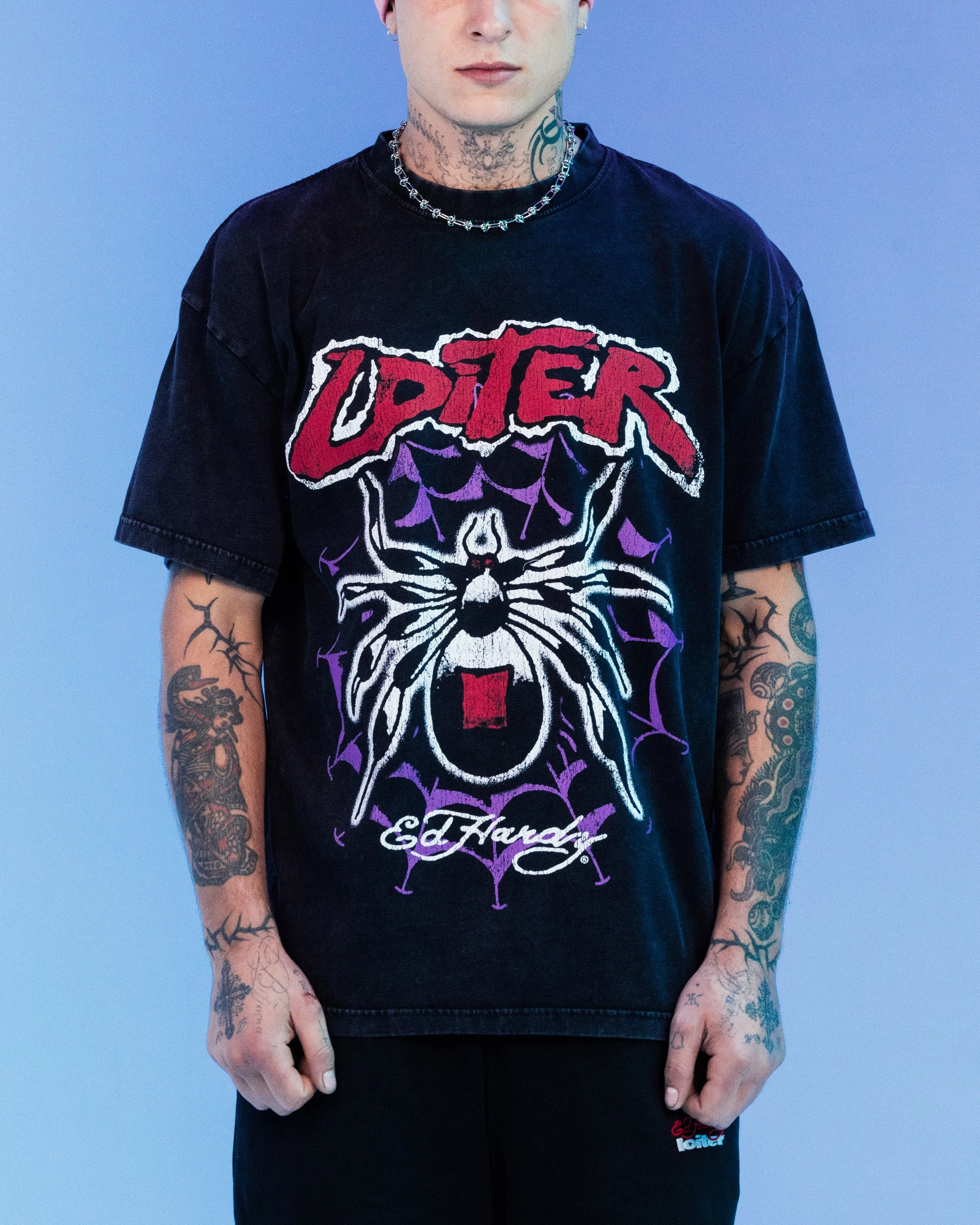 AdvancedMoistureManagement Playful Design Ed Hardy By Loiter Poison Vintage T-Shirt Black Acidwash