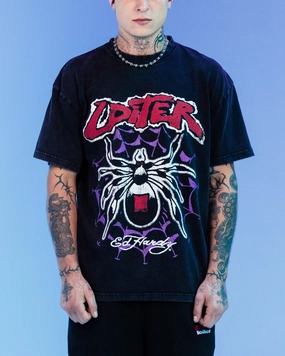 AdvancedMoistureManagement Playful Design Ed Hardy By Loiter Poison Vintage T-Shirt Black Acidwash