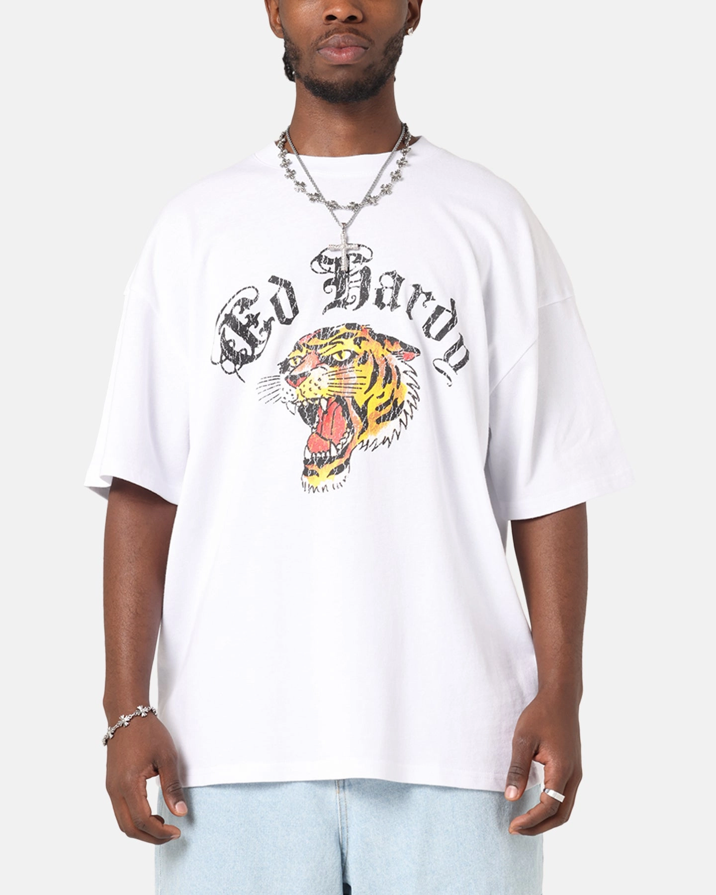 Ed Hardy Tiger Wrath T-Shirt White Prom