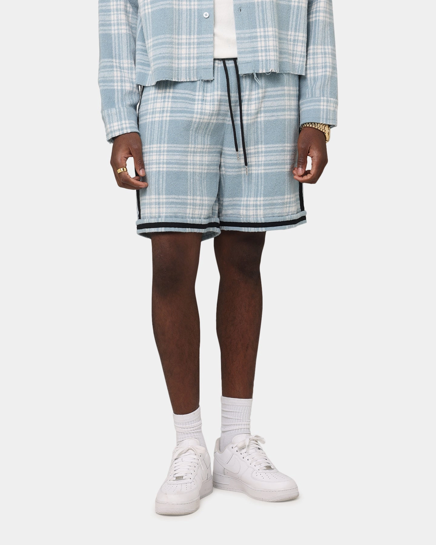 XXIII Plaid Ball Shorts Blue Effortless Style