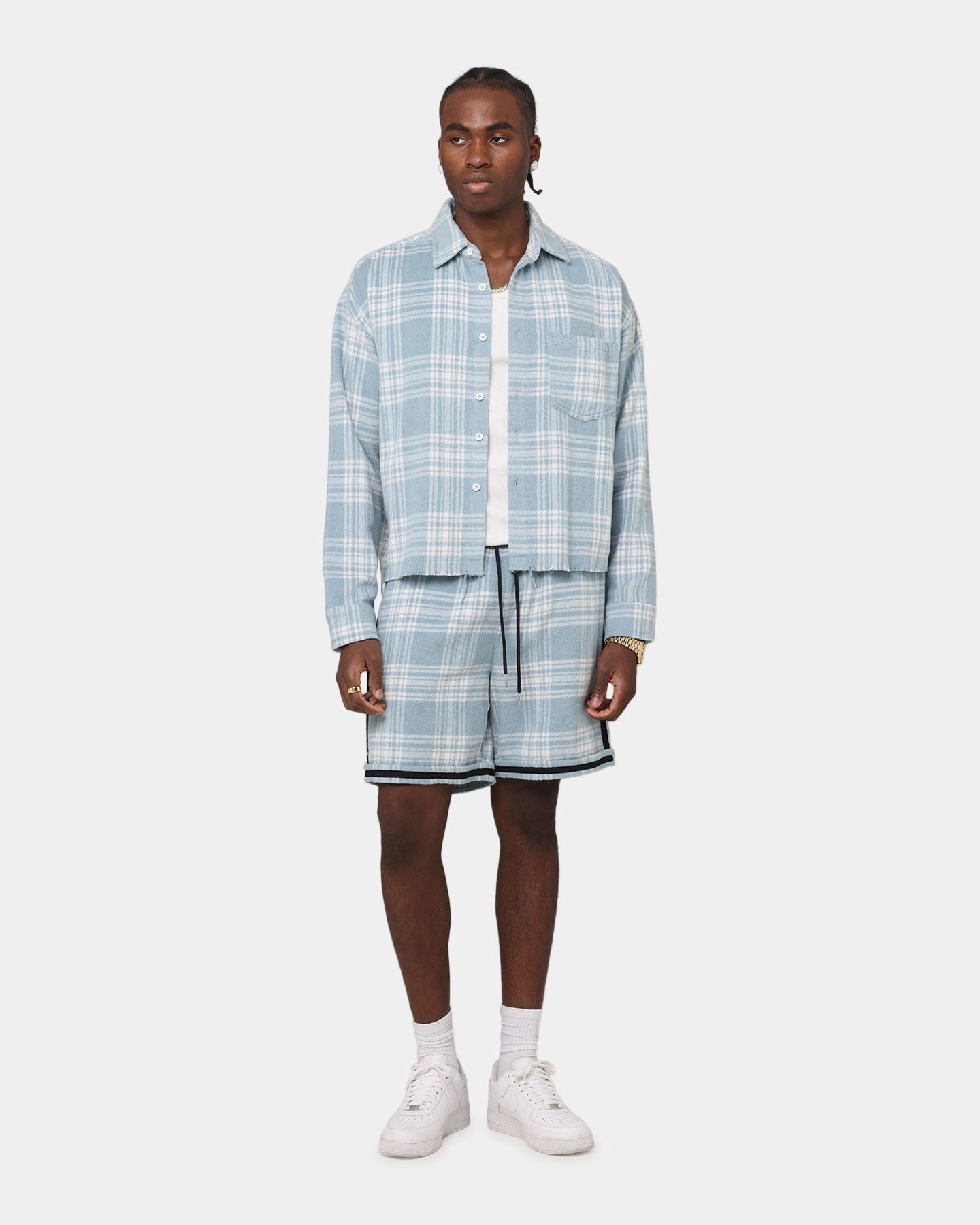 Lounge Wear Wind Resistant Material XXIII Plaid Ball Shorts Blue