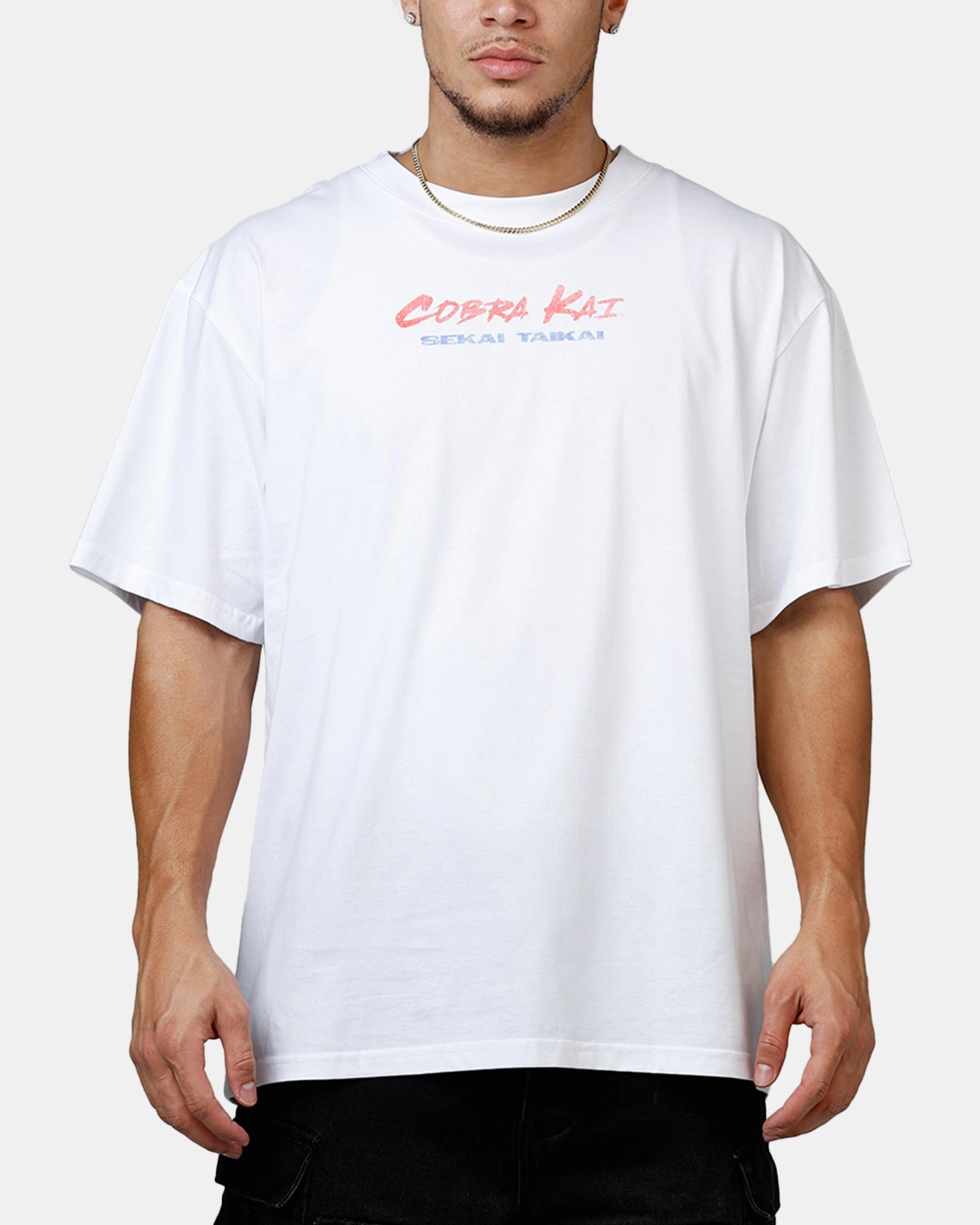 Philcos X Cobra Kai Sekai Taikai T-Shirt White Trendy Casual Wear Scoop neck
