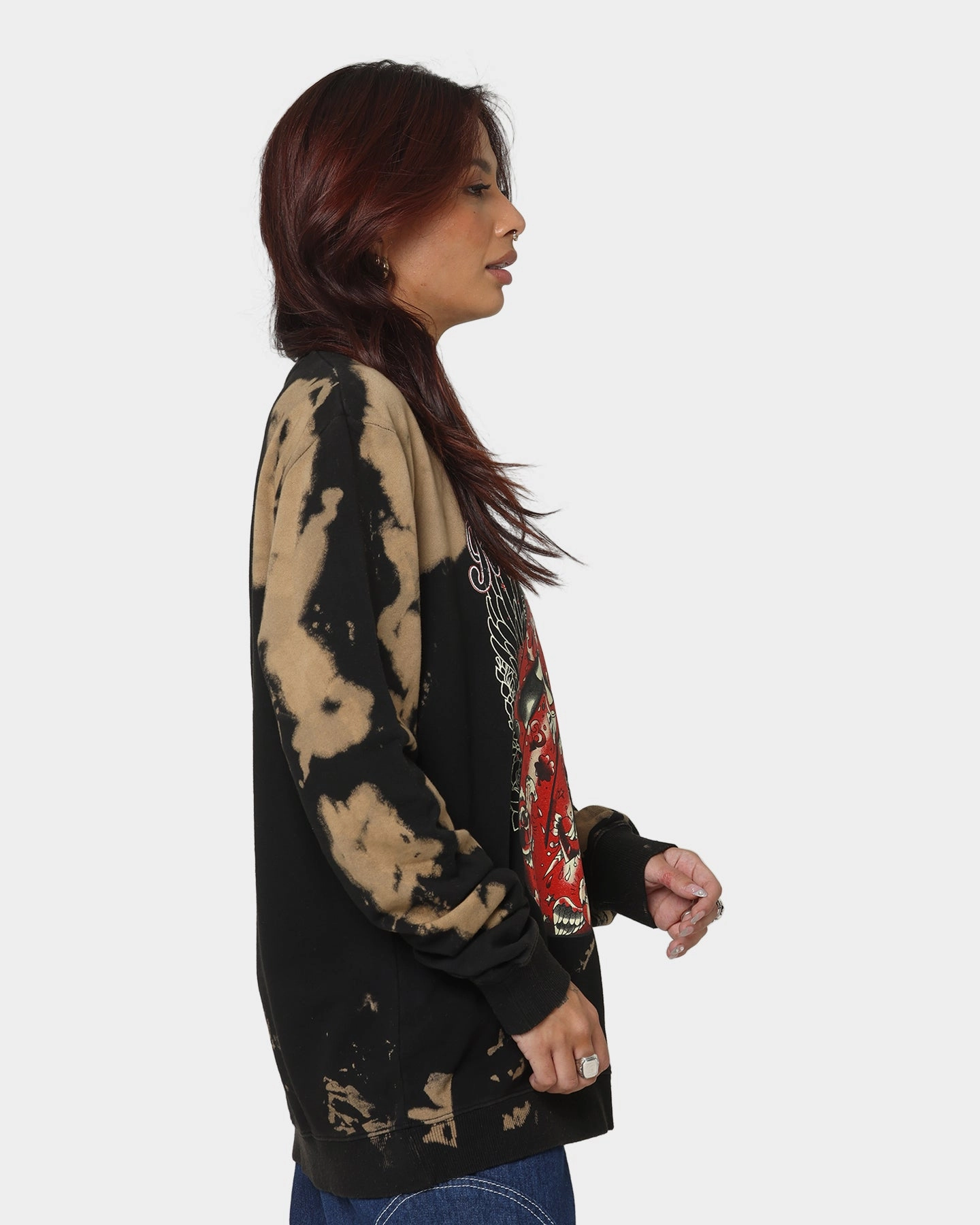 Comfy Wardrobe The Rolling Stones Tattoo Tongue Crewneck Tie Dye/Black