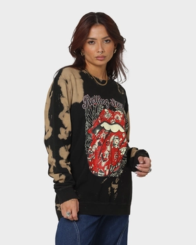 The Rolling Stones Tattoo Tongue Crewneck Tie Dye/Black Seasonal Comfort Layered Look Wear