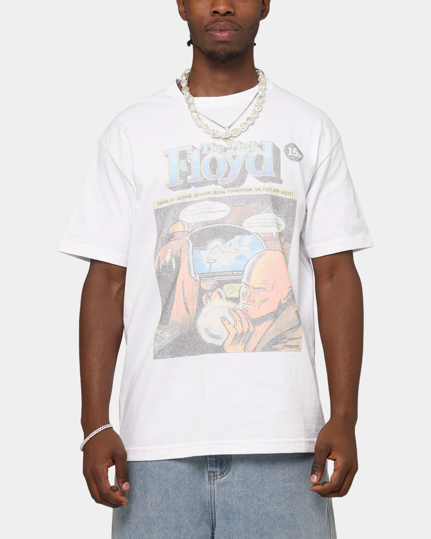 Pink Floyd Comic T-Shirt Vintage White Seasonal Fashion