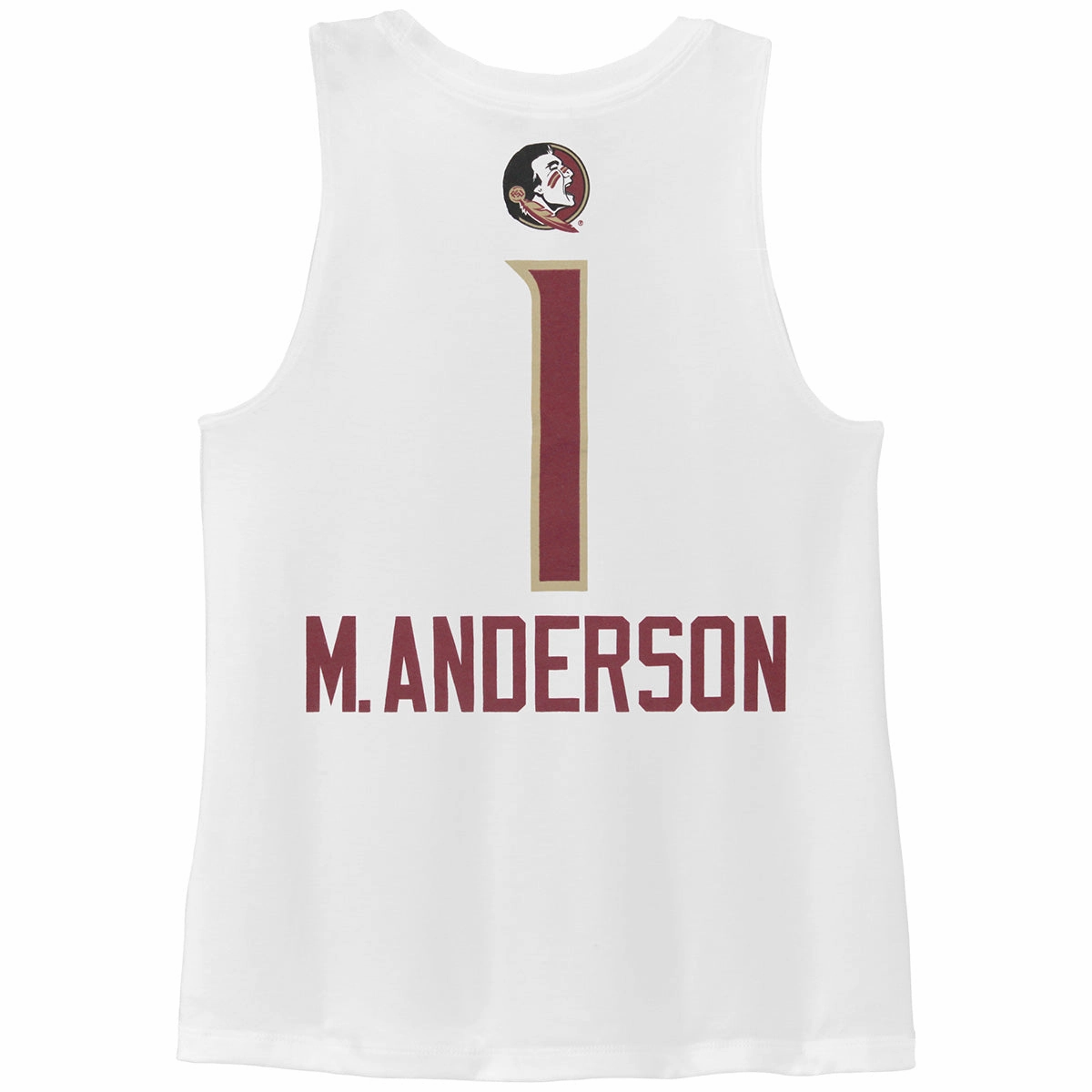 Smooth No Roll Hem Commander - directed Retro Brand Women's M. Anderson #1 Tank - White