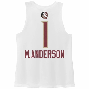 Smooth No Roll Hem Commander - directed Retro Brand Women's M. Anderson #1 Tank - White