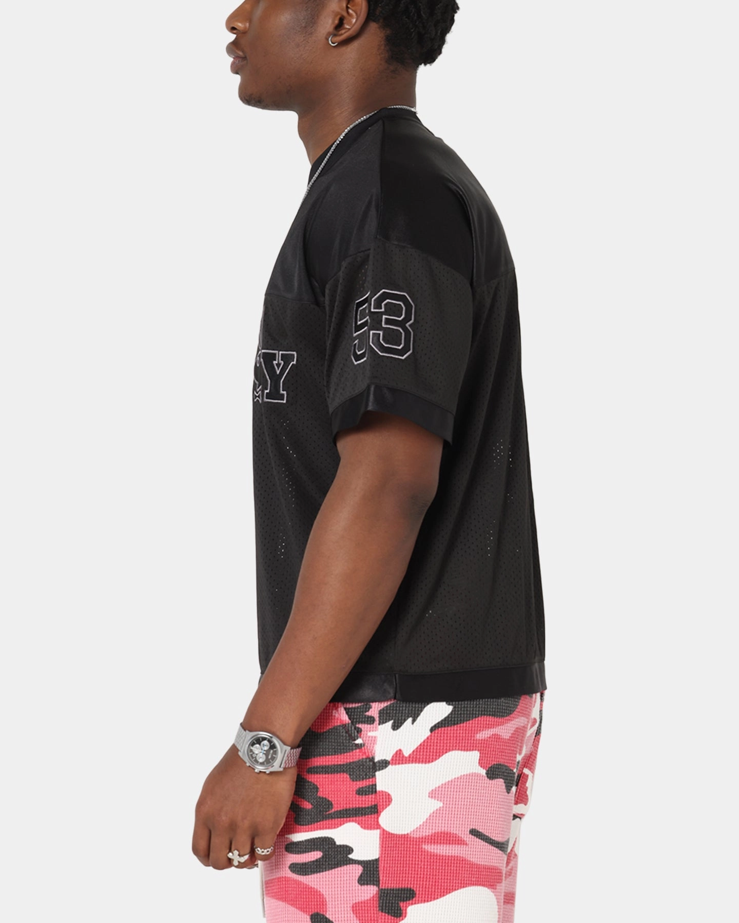 Dynamic Fit Construction Playboy Boxy Football Jersey Black