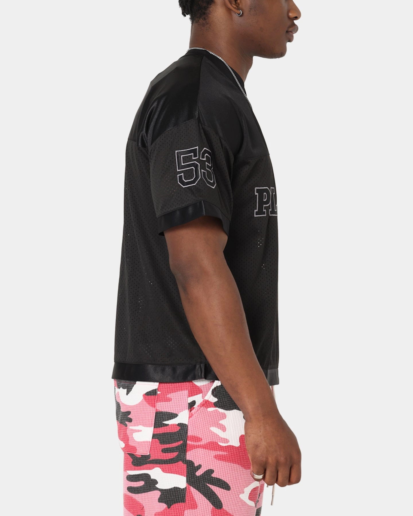 Playboy Boxy Football Jersey Black Airflow Channel Panels