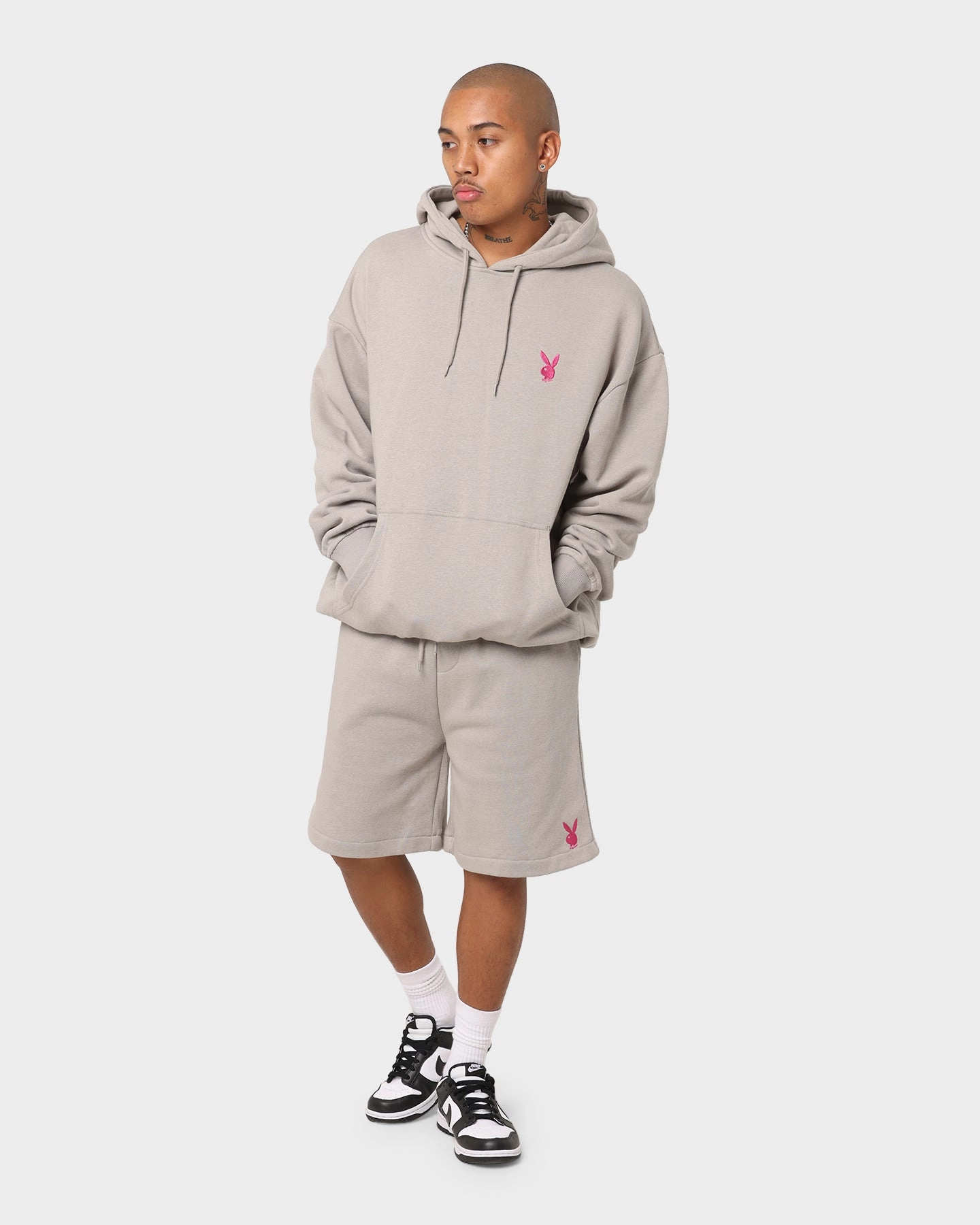 Lightweight insulation Playboy Bunny Basics Oversized Hoodie Smoke